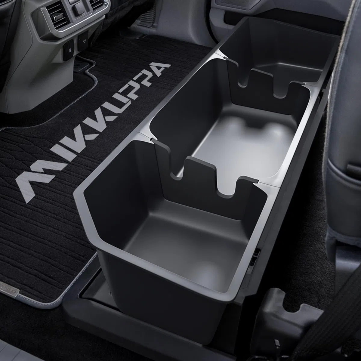 MIKKUPPA Boîte de rangement sous le siège – Compatible avec Ford F150 SuperCrew Cab et cabine double 2015-2023 ; F250 F350 F450 F550 2017-2023 Super Duty – Organiseur amovible sous le siège arrière